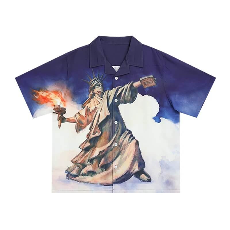 UNTILWERICH Statue of Liberty Graphic Short Sleeve Shirt | Face 3 Face