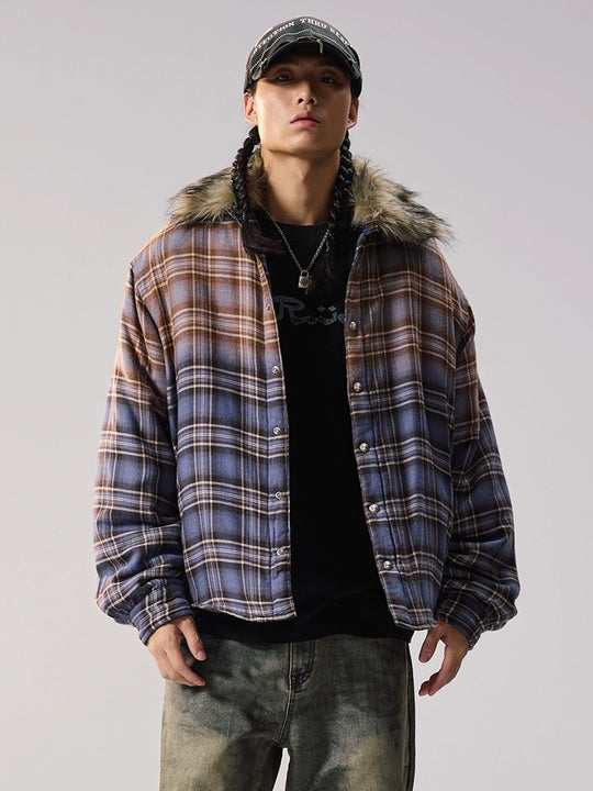 Remedy Gradient Plaid Quilted Lined Shirt Jacket | Face 3 Face