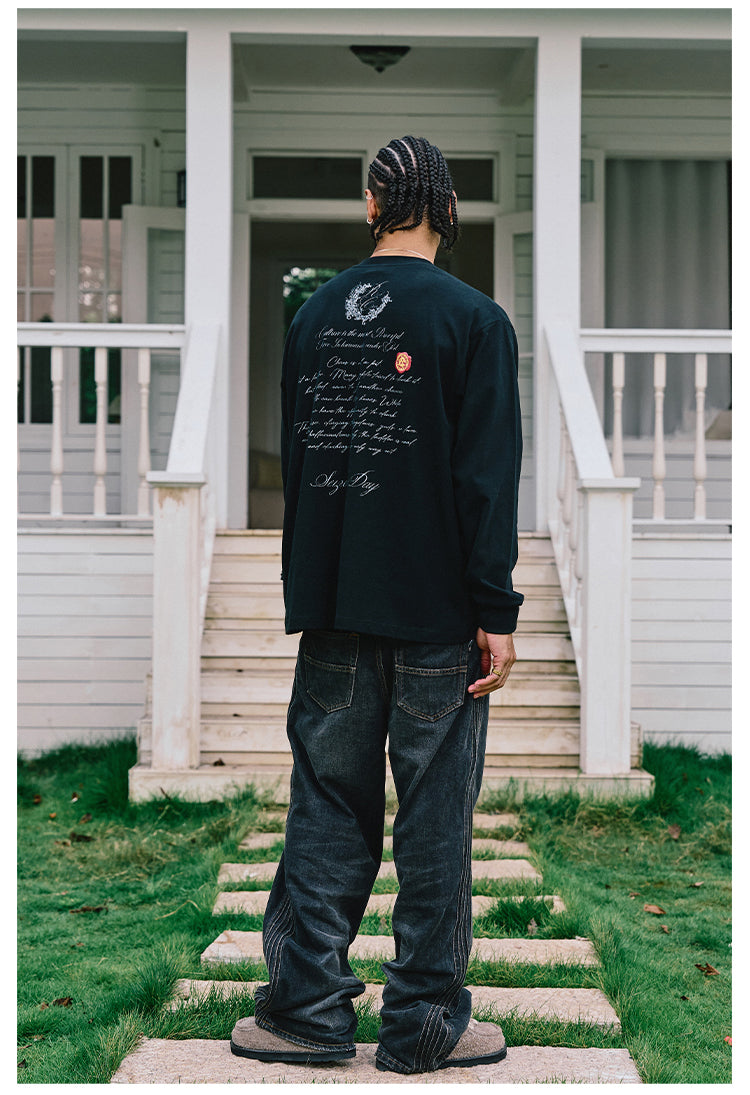 Remedy Wax Seal Handwritten Letter Print Long Sleeve Tee | Face 3 Face