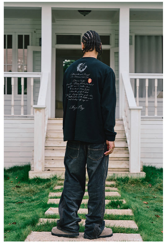 Remedy Wax Seal Handwritten Letter Print Long Sleeve Tee | Face 3 Face