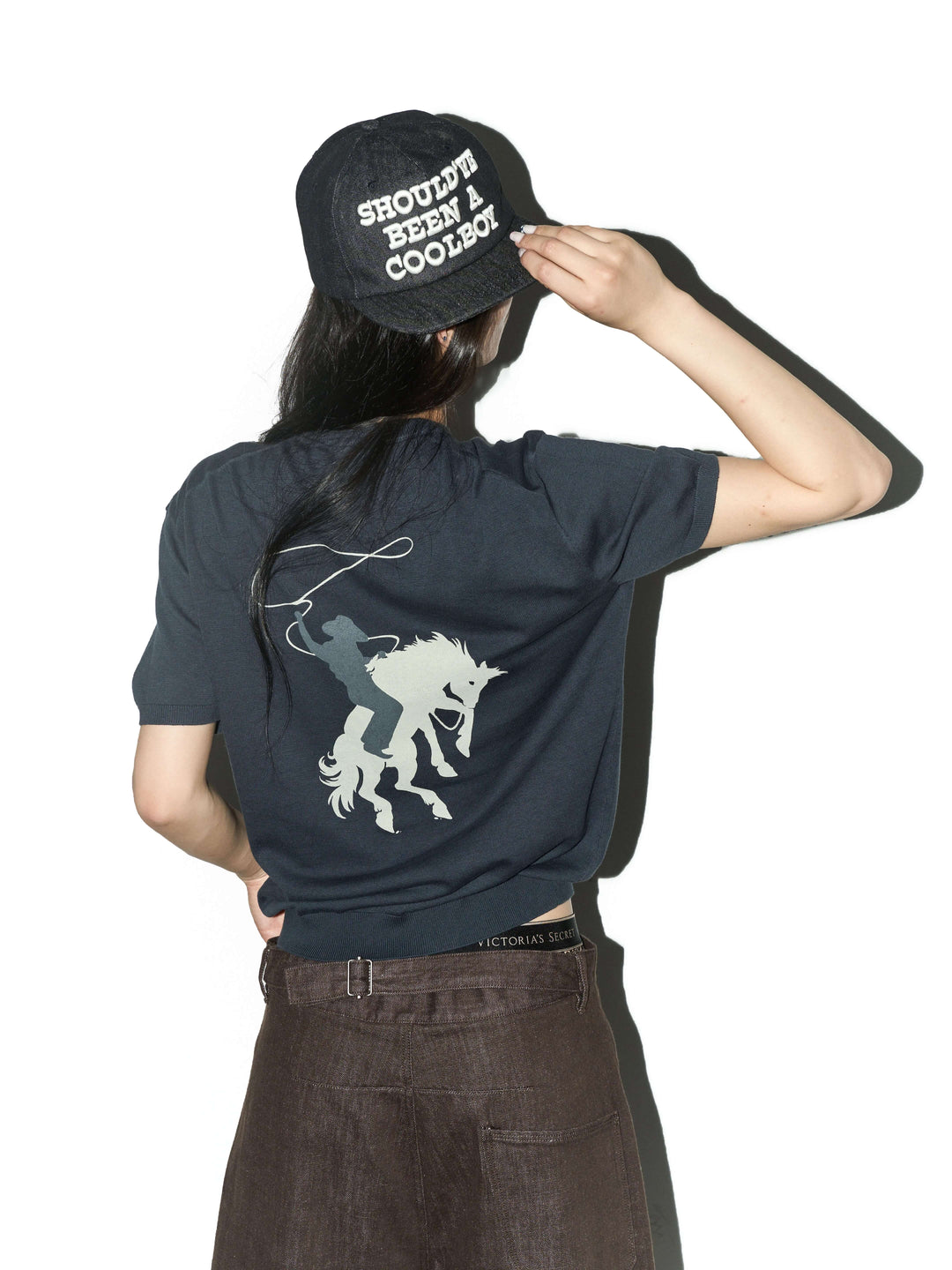 LIBERAFIT Star Cowboy Print Cotton Knit Ribbed Trim Short Sleeve Tee | Face 3 Face