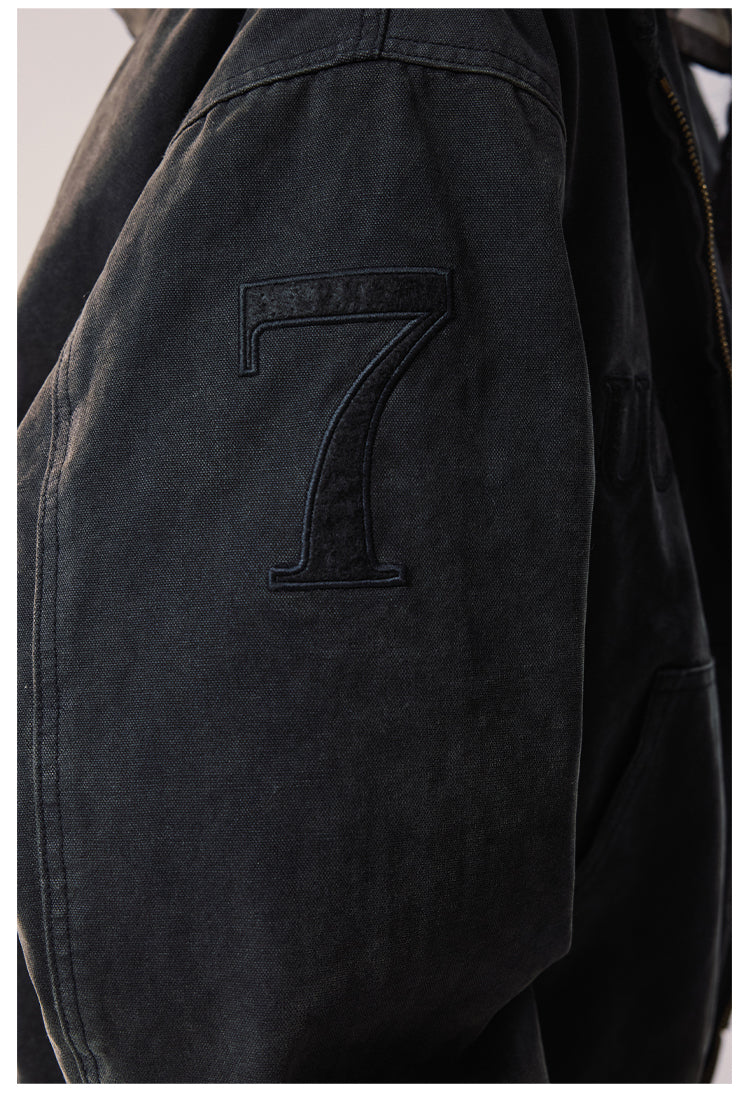 Remedy Embroidered Washed Hooded Bomber Jacket | Face 3 Face