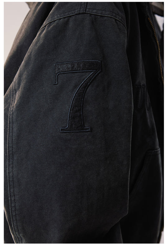 Remedy Embroidered Washed Hooded Bomber Jacket | Face 3 Face