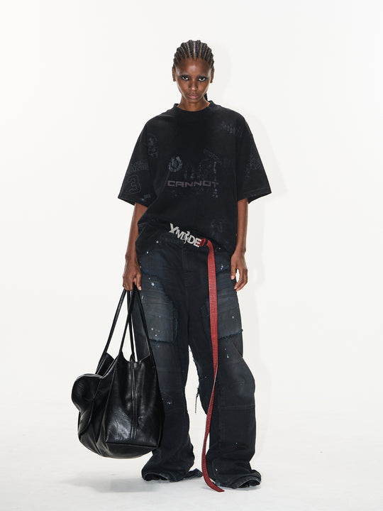 BLIND NO PLAN Washed Vintage Graffiti Multi-Print Tee | Face 3 Face