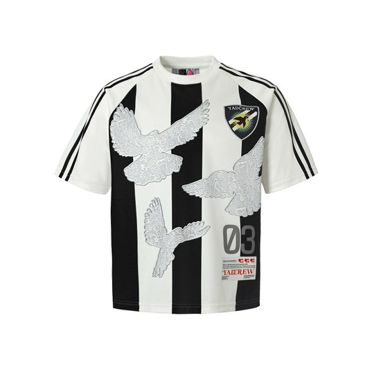 YADcrew Lace Peace Dove Striped Soccer Jersey | Face 3 Face