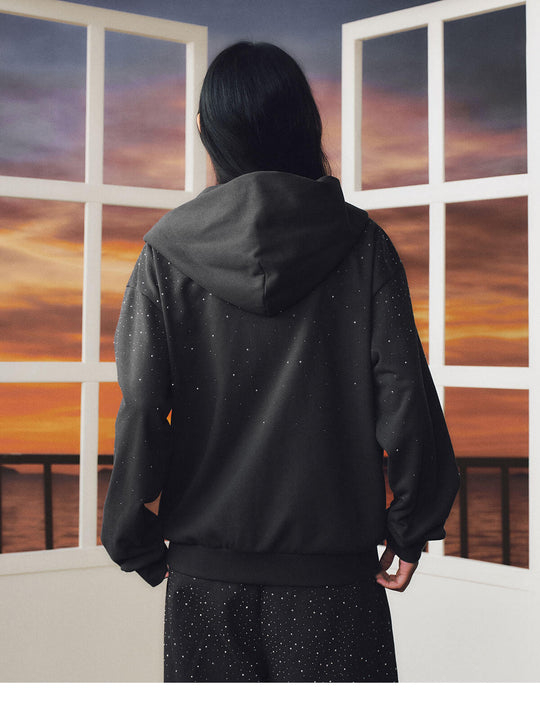 MEDM Starry Sky Rhinestone Zip Up Hoodie | Face 3 Face