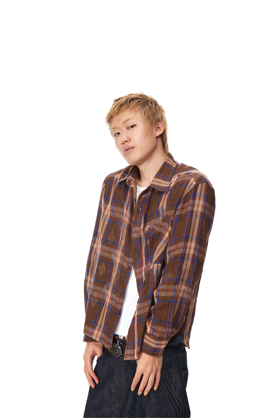 EVILKNIGHT(EK) Reversible Checkered Long Sleeve Shirt | Face 3 Face