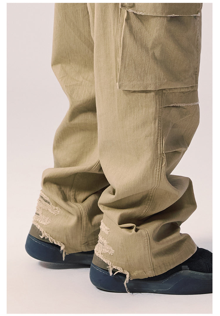 Remedy Distressed Hem Baggy Work Cargo Pants | Face 3 Face
