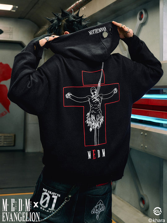 MEDM x EVA Lilith Stripe Zip-Up Knit Hoodie | Face 3 Face