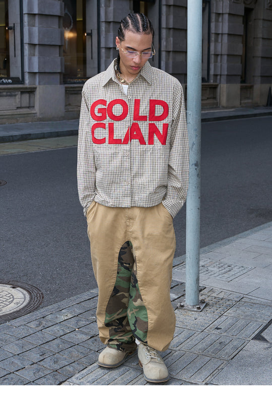 STEEPC Plaid Patch Embroidered Long Sleeve Shirt | Face 3 Face