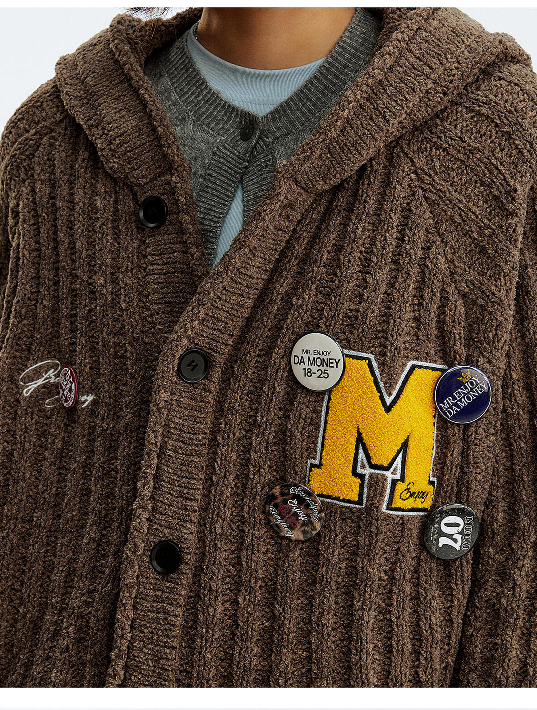 MEDM Stripe Knit Hooded Cardigan | Face 3 Face