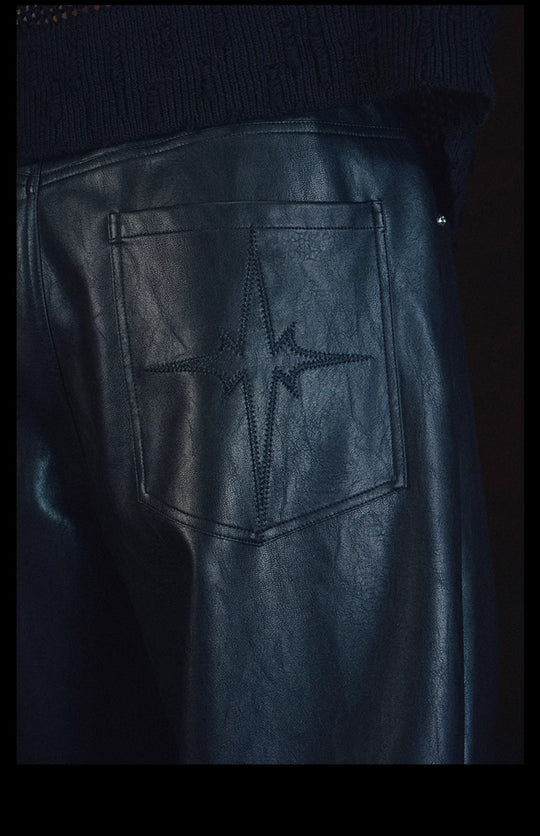 DICETINY Double Pleated Leather Pants | Face 3 Face