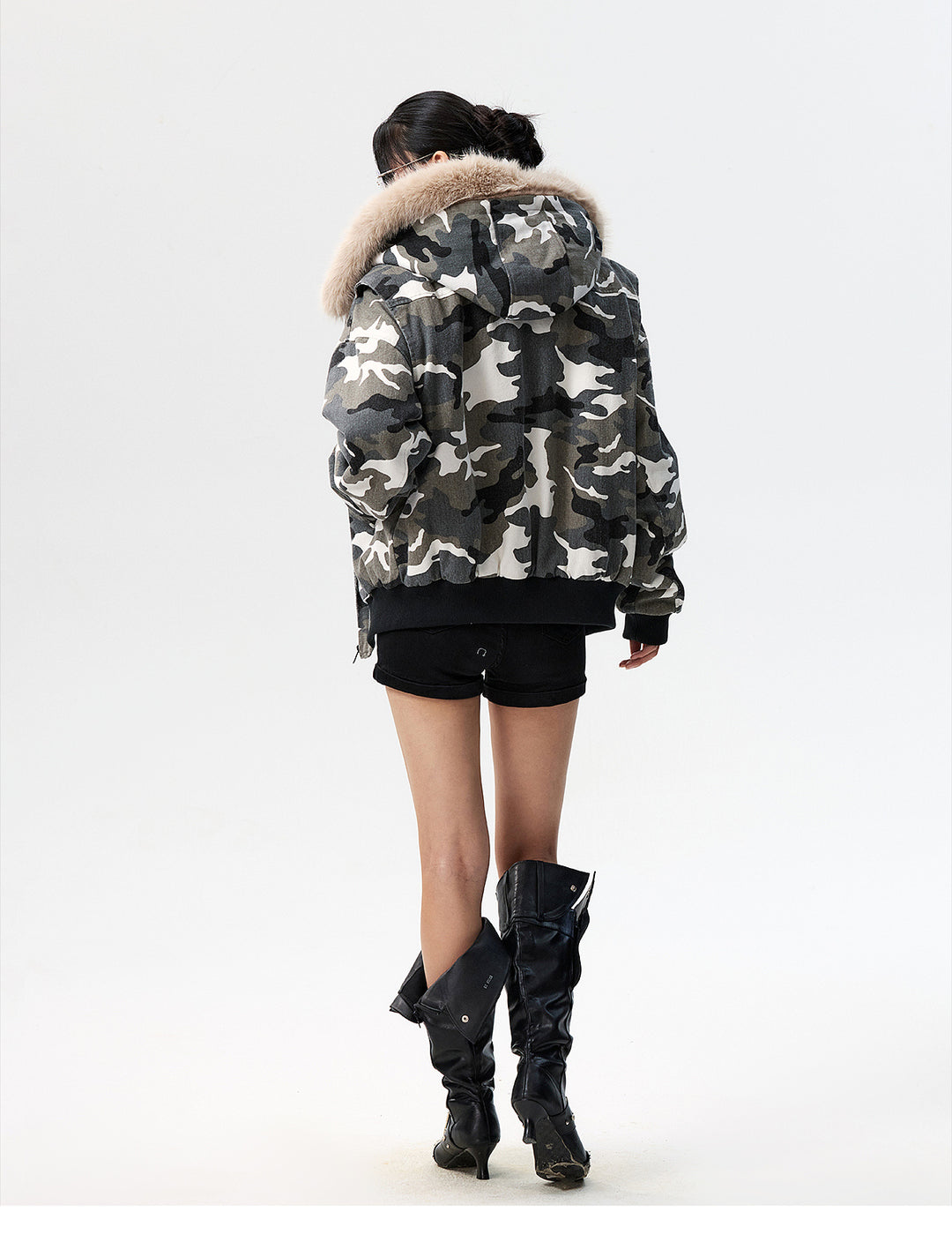 MEDM Detachable Fur Camouflage Hooded Jacket | Face 3 Face