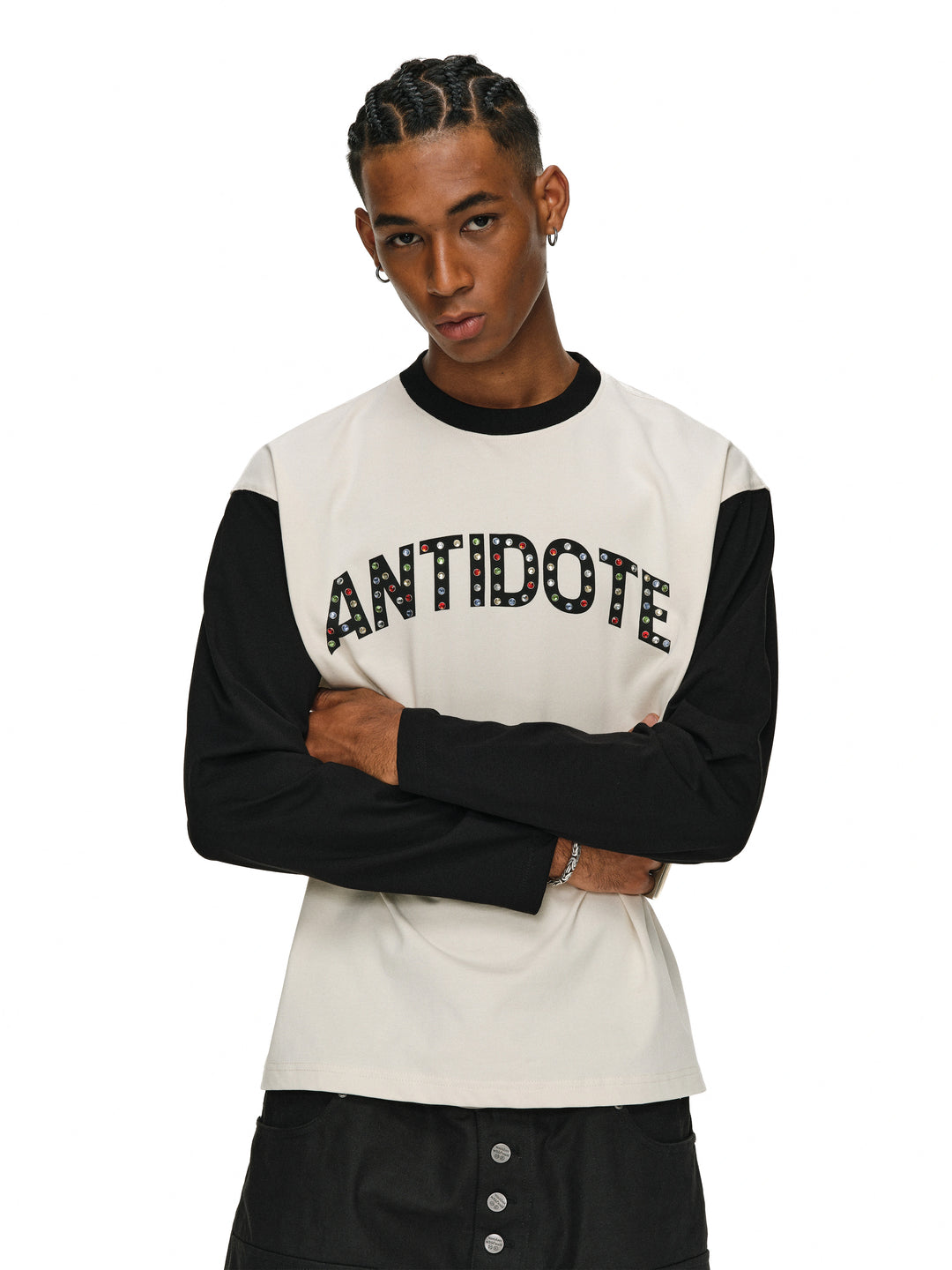 ANTIDOTE Color Stone Studded Long Sleeve Tee | Face 3 Face