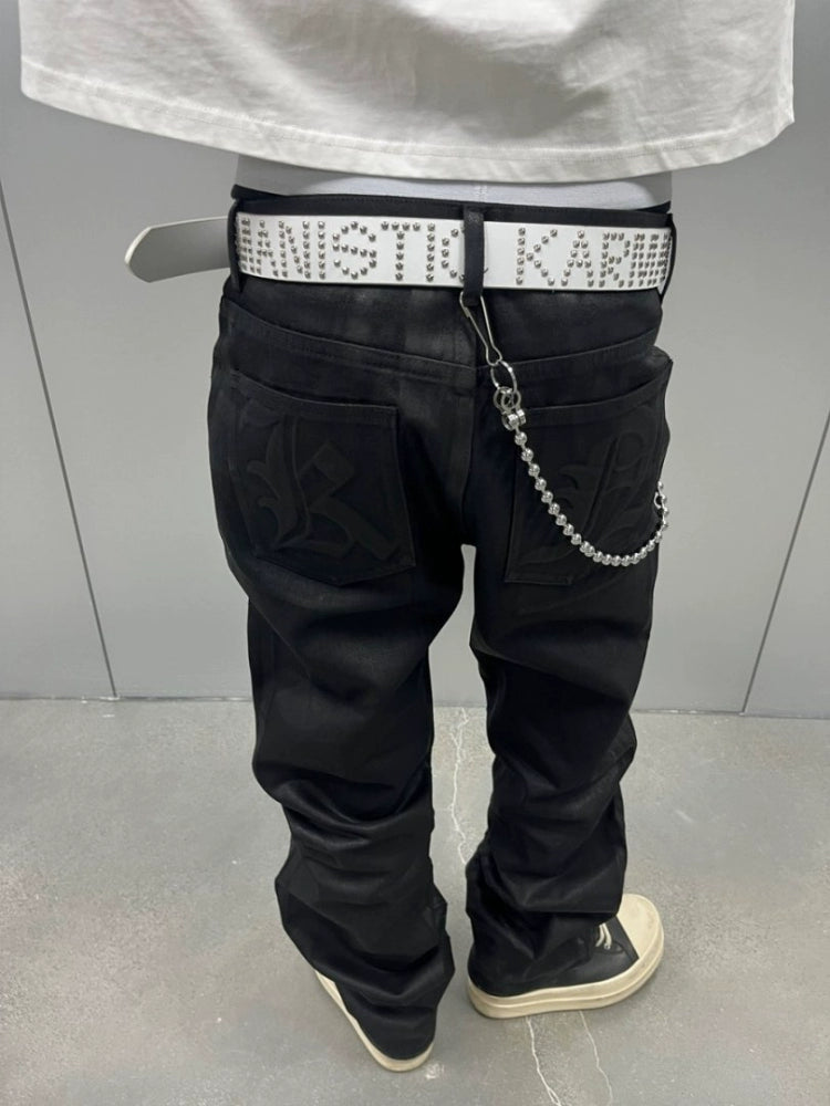 KARMANISTIC Waxed Black Jeans | Face 3 Face