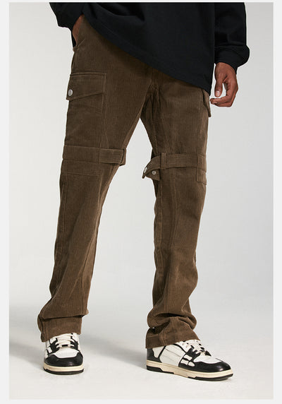 DICETINY Corduroy Leg Zip Work Cargo Jeans | Face 3 Face