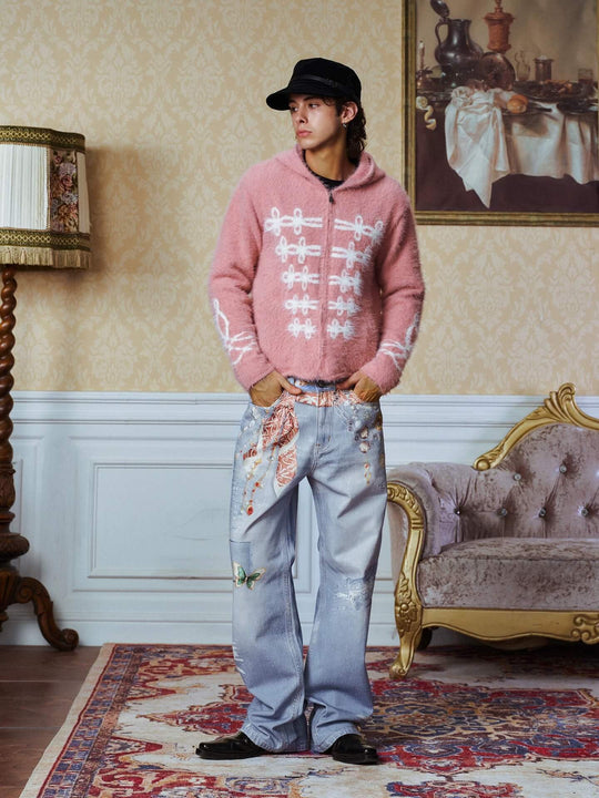 YADcrew Bandana Jewelry Digital Print Flared Jeans | Face 3 Face