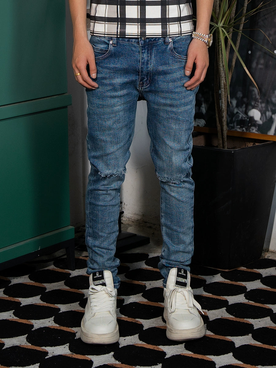 TGFCLUB Washed Cut Holes Slim Fit Stretch Jeans | Face 3 Face