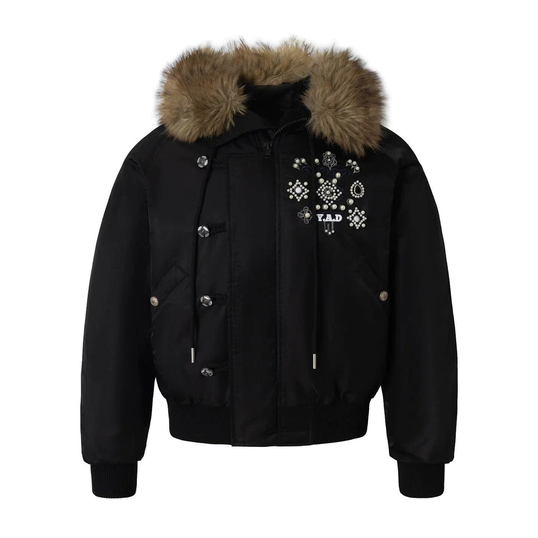 YADcrew Faux Fur Hood N-2B Bomber Jacket | Face 3 Face