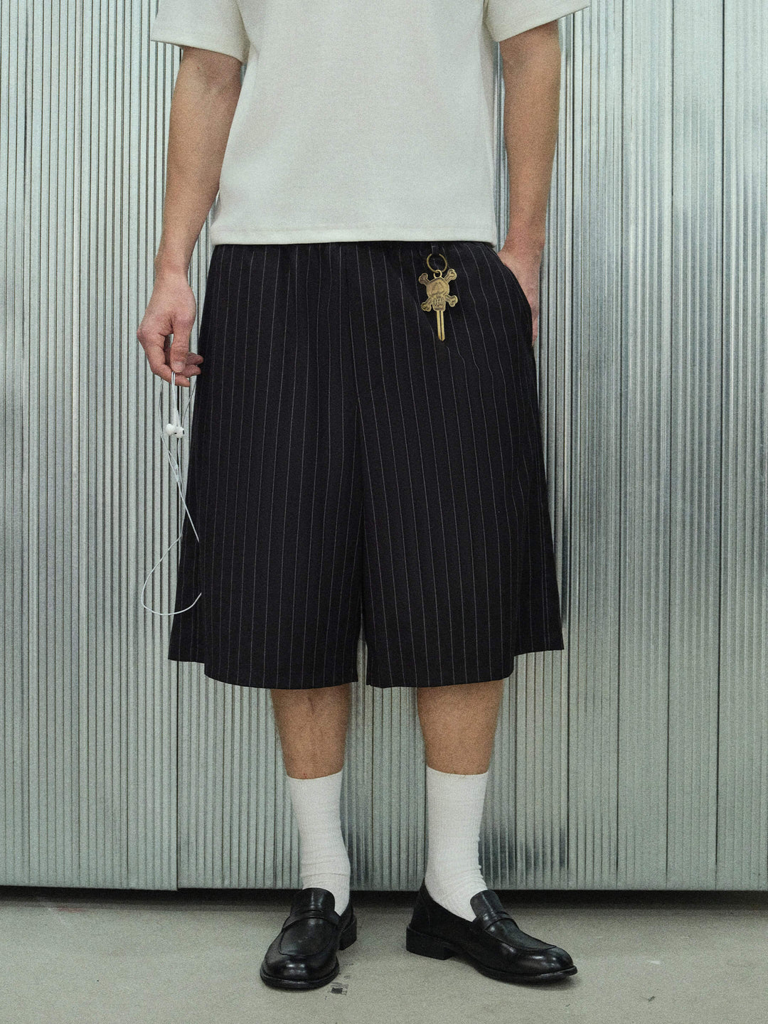 S45 Jacquard Stripe Baggy Suit Shorts