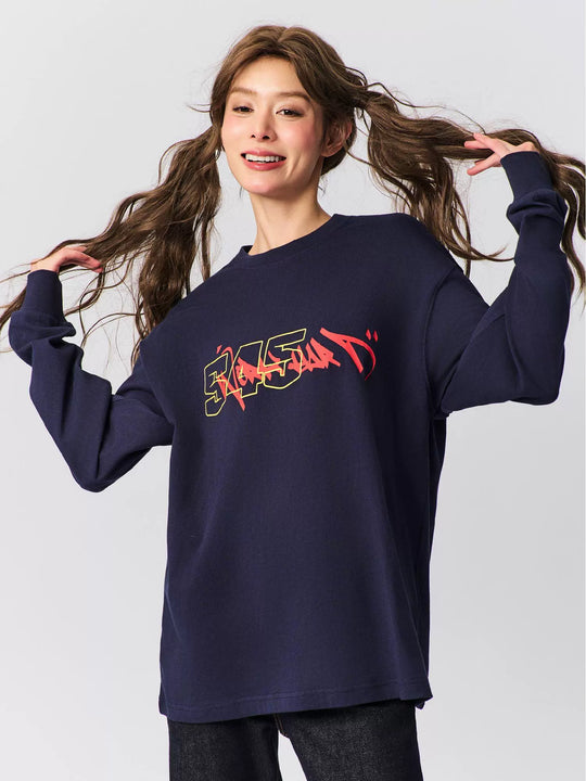 S45 Graffiti Font Typography Long-Sleeve Tee | Face 3 Face