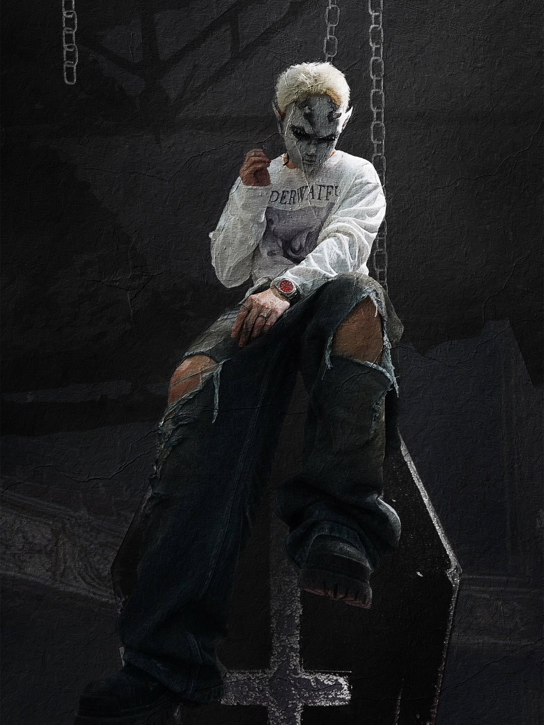 UNDERWATER Dirty Dye Aged Torn Baggy Jeans | Face 3 Face