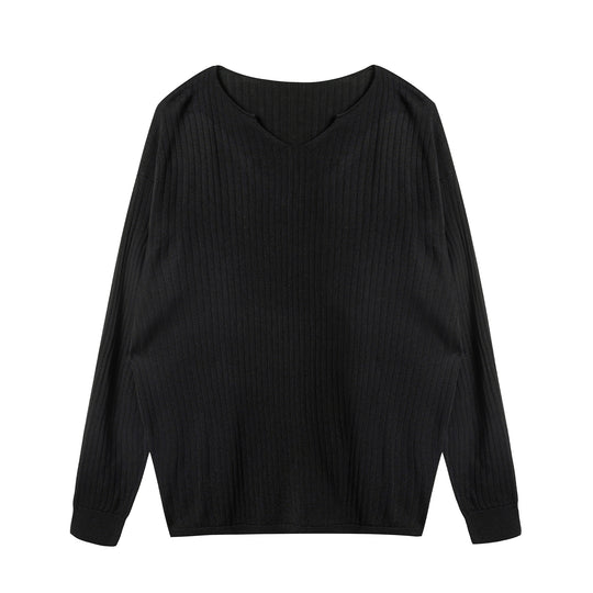 JHYQ Lightweight Striped V-neck Jacquard Knit Sweater | Face 3 Face