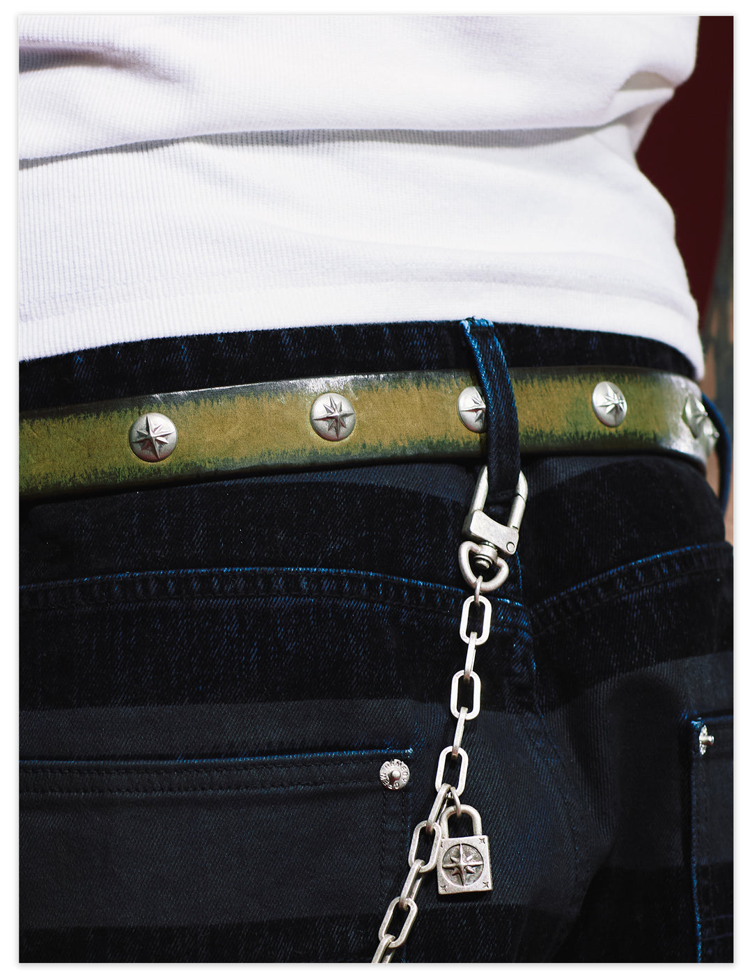 Remedy Washed Color Metal Studded Leather Belt | Face 3 Face