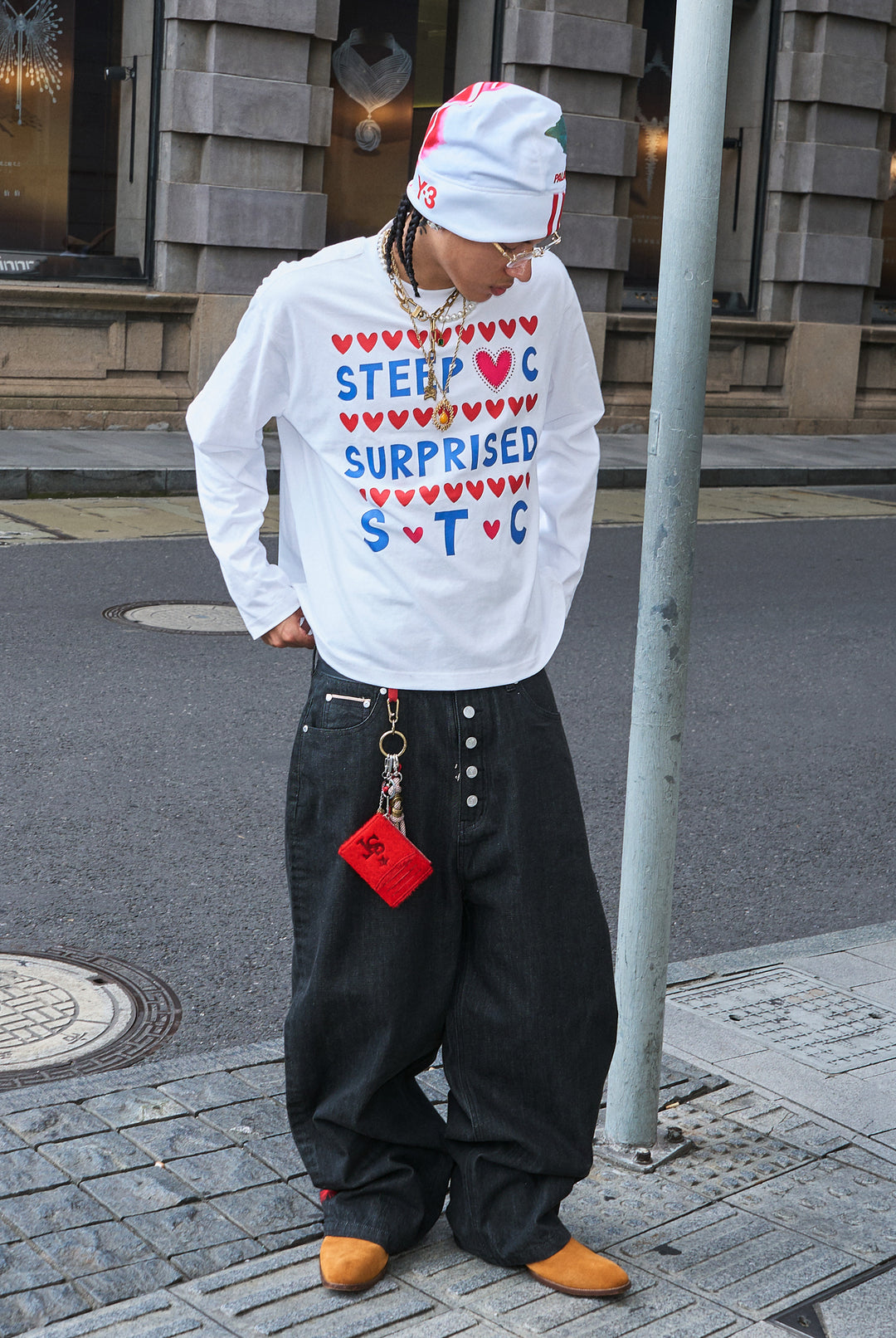 STEEPC Hand Stitched Heart Print Long Sleeve Tee | Face 3 Face