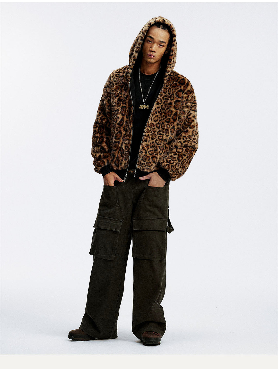 MEDM Reversible Leopard Fur Hooded Jacket | Face 3 Face