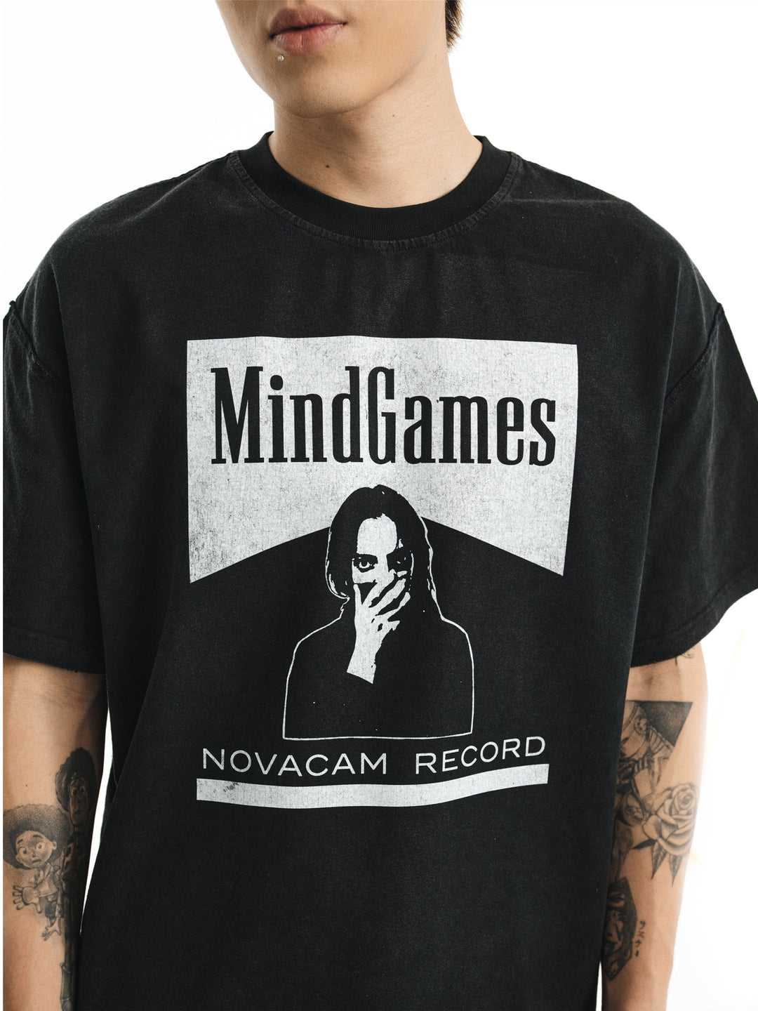 NOVACAM MindGames Vintage Print Washed Backstitch Tee | Face 3 Face