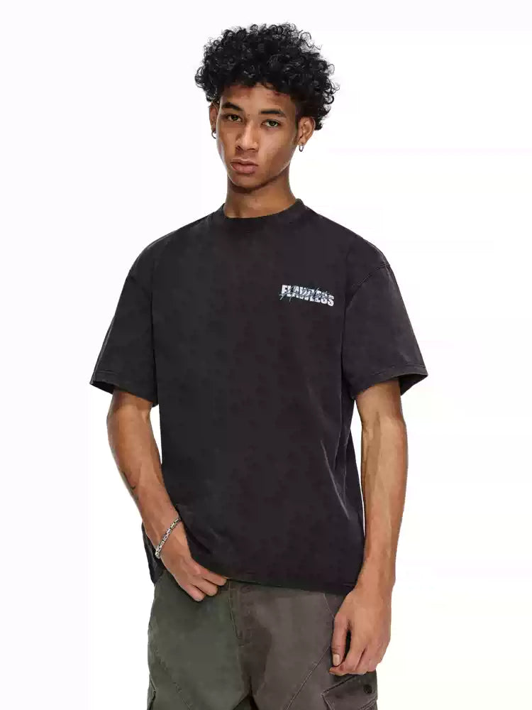 ANTIDOTE Blue Slogan Washed Tee | Face 3 Face