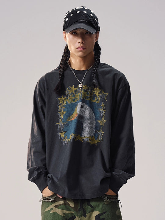 Remedy Duck and Star Aged Print Long Sleeve Tee | Face 3 Face