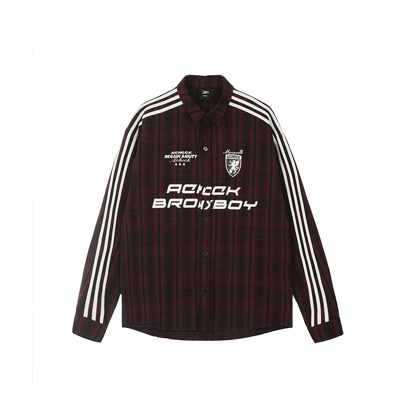 Achock Striped Patchwork Plaid Long Sleeved Shirt | Face 3 Face