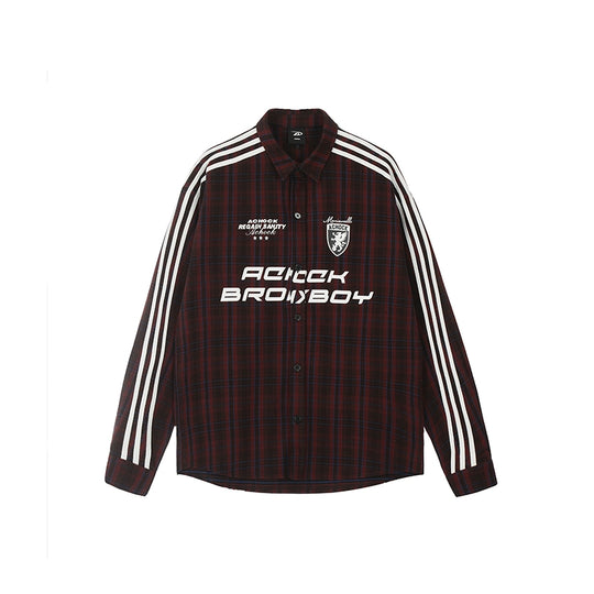 Achock Striped Patchwork Plaid Long Sleeved Shirt | Face 3 Face