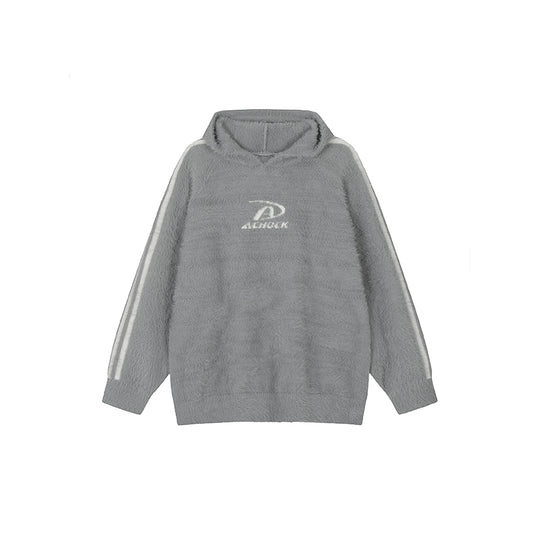 Achock Logo Jacquard Mink Wool Knit Hoodie