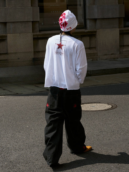 STEEPC Pearl Star Layered Henley Neck Long Sleeve Tee | Face 3 Face