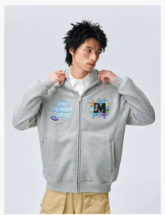 MEDM Blooming Star Embroidered Zip-Up Hoodie | Face 3 Face