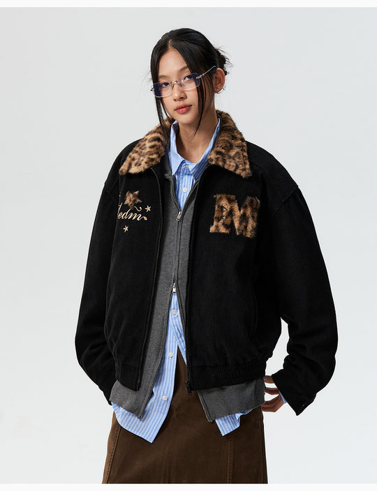 MEDM Leopard Fur Collar Corduroy Jacket | Face 3 Face