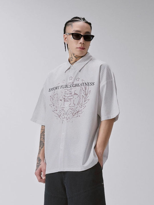 F2CE Stitch Stripe Vintage Print Short Sleeve Shirt | Face 3 Face
