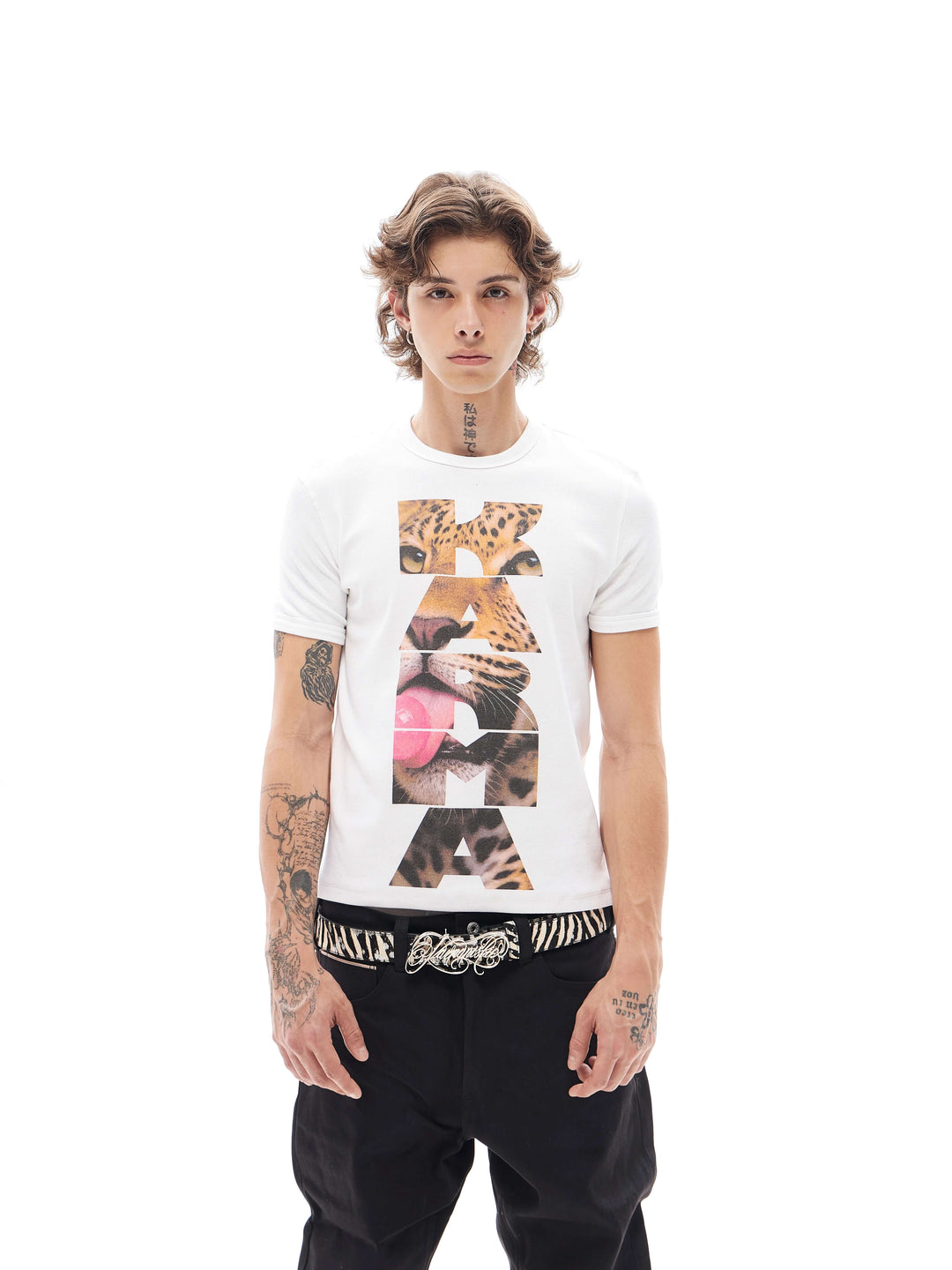 KARMANISTIC Cheetah Logo Print Short Sleeve Tee | Face 3 Face