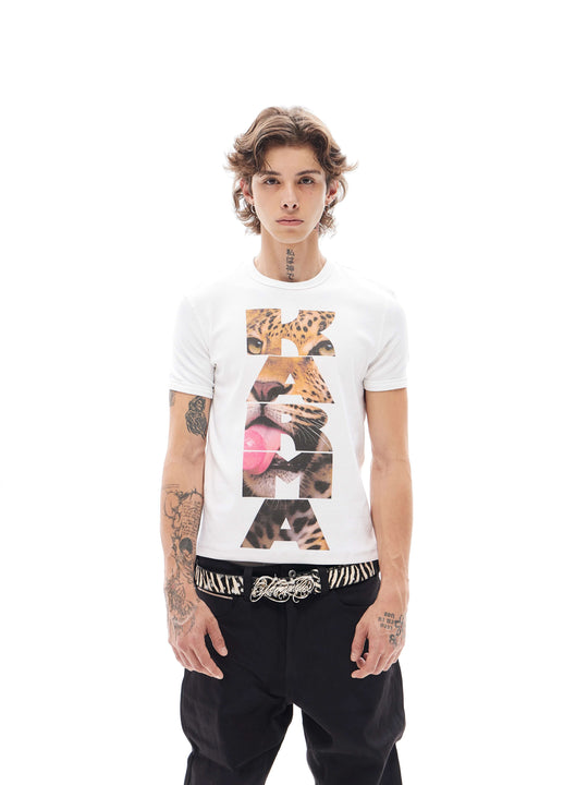 KARMANISTIC Cheetah Logo Print Short Sleeve Tee | Face 3 Face