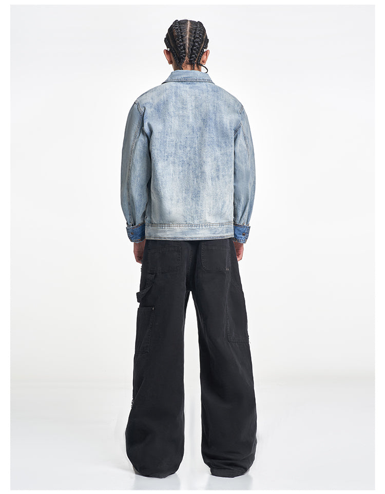 F3F Select Multi Pocket Washed Work Denim Jacket | Face 3 Face