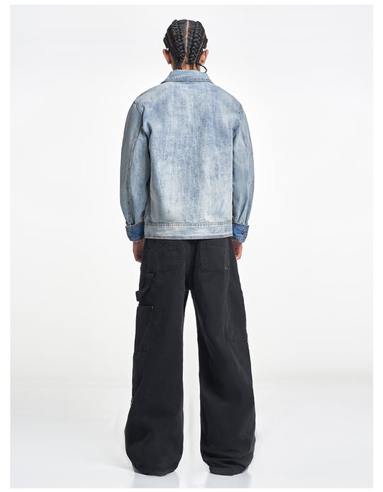 F3F Select Multi Pocket Washed Work Denim Jacket | Face 3 Face