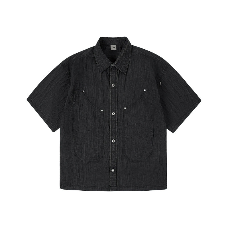 Labt Distressed Wash Pocket Short Sleeve Shirt | Face 3 Face