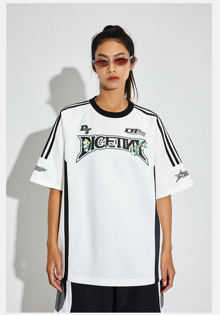 DICETINY Floral Logo Print Soccer Jersey Tee | Face 3 Face