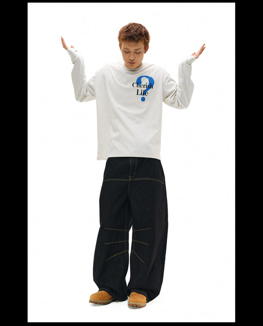 NOVACAM Question Mark Print Long Sleeve Tee | Face 3 Face