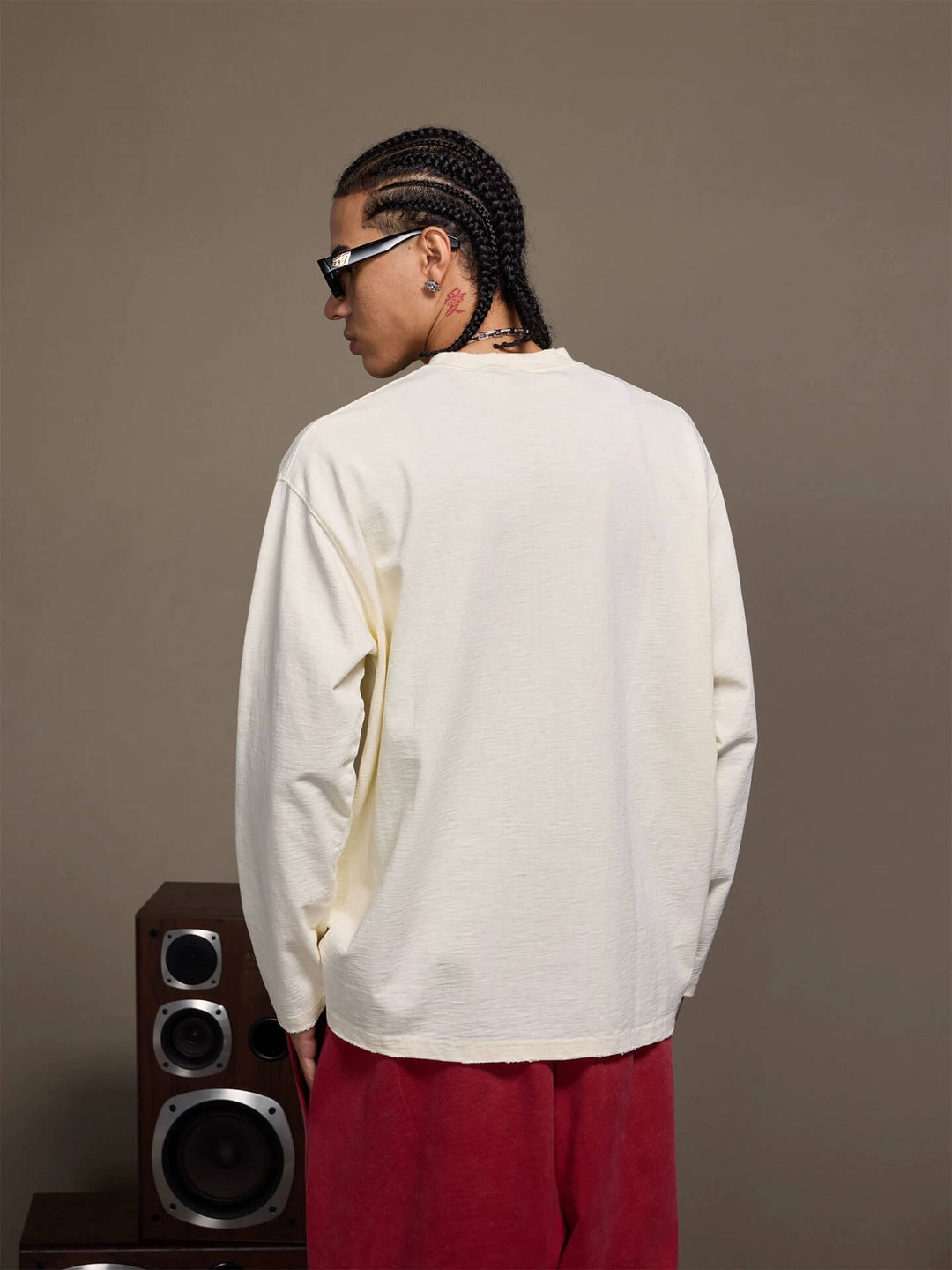 1807 Stamped Printed Distressed Long Sleeve Tee | Face 3 Face