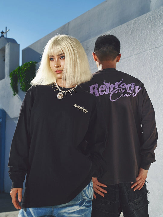 Remedy Cracked Logo Print Long Sleeve Tee | Face 3 Face