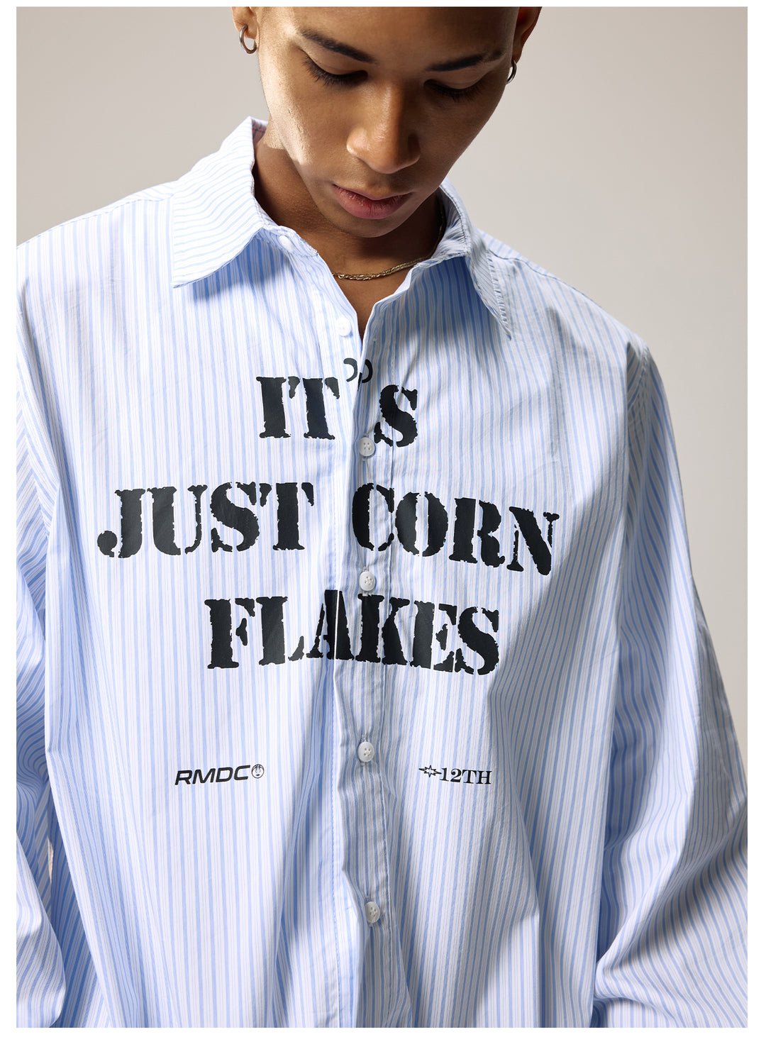 Remedy Letter Print Striped Long Sleeve Shirt | Face 3 Face